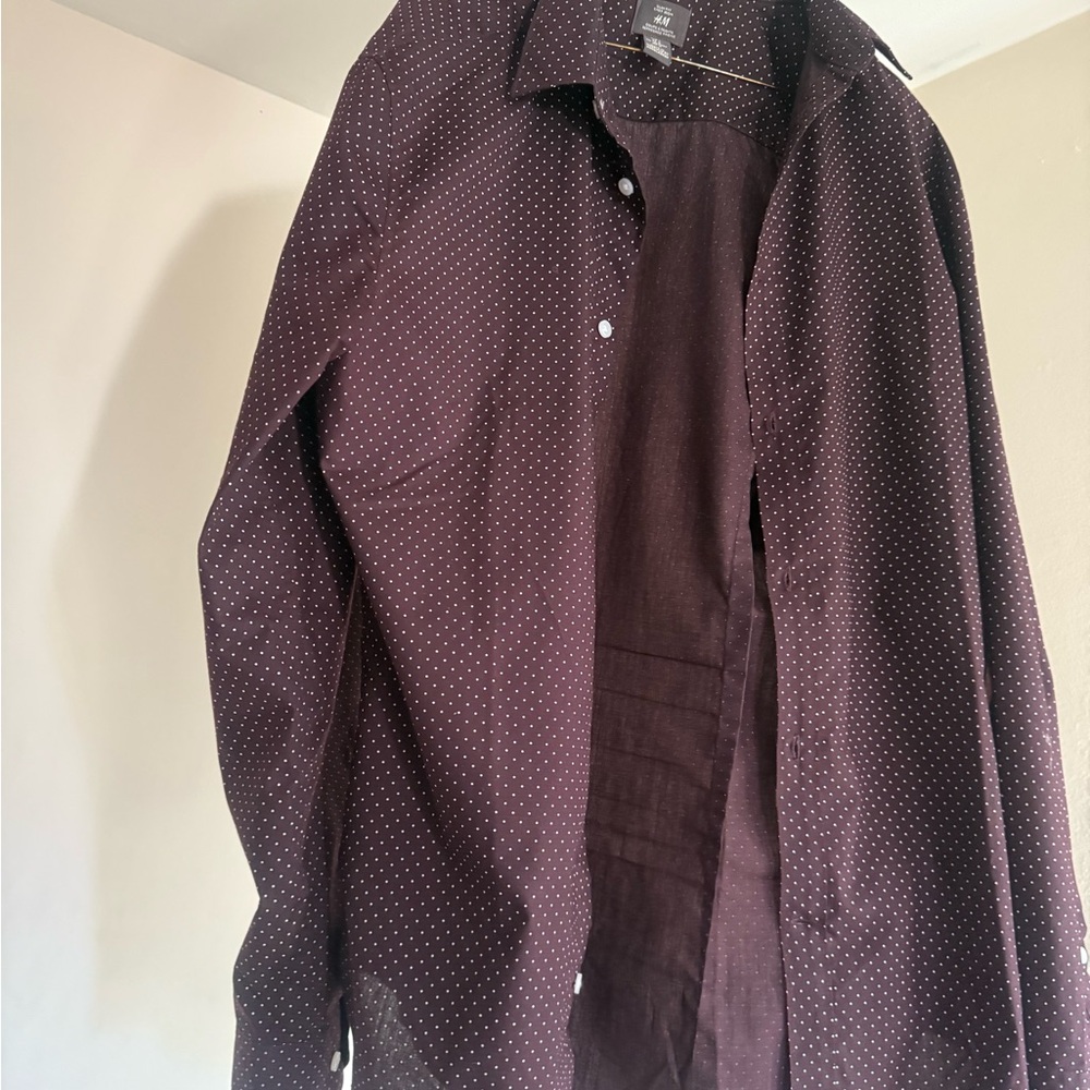 H&M Deep Purple Shirt with White Dots